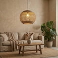 thumbnail image 2 of LittleGlovo Bohemian Rattan Pendant Light Fixture 5-Light Woven Rope Chandelier, 2 of 15