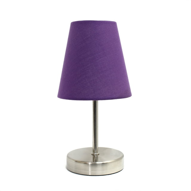 Simple Designs Lampe de Table Mini Basique en Nickel Sable avec Abat-Jour en Tissu