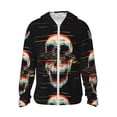 thumbnail image 2 of Uemuo Glitch Screaming Skull Pattern Women's Full Zip UPF 50+ Sun Protection Hoodie Jacket Long Sleeve Sun Shirt Hiking Outdoor Performance with Pockets-Medium, 2 of 9