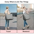 thumbnail image 5 of Gray and White Checkerboard Checkered Pattern Travel Tote Bags for Women Carry On,Large Weekender Bags for Women Travel,Multi Functional Duffle Bag for Work,Shopping,Sports, 5 of 5