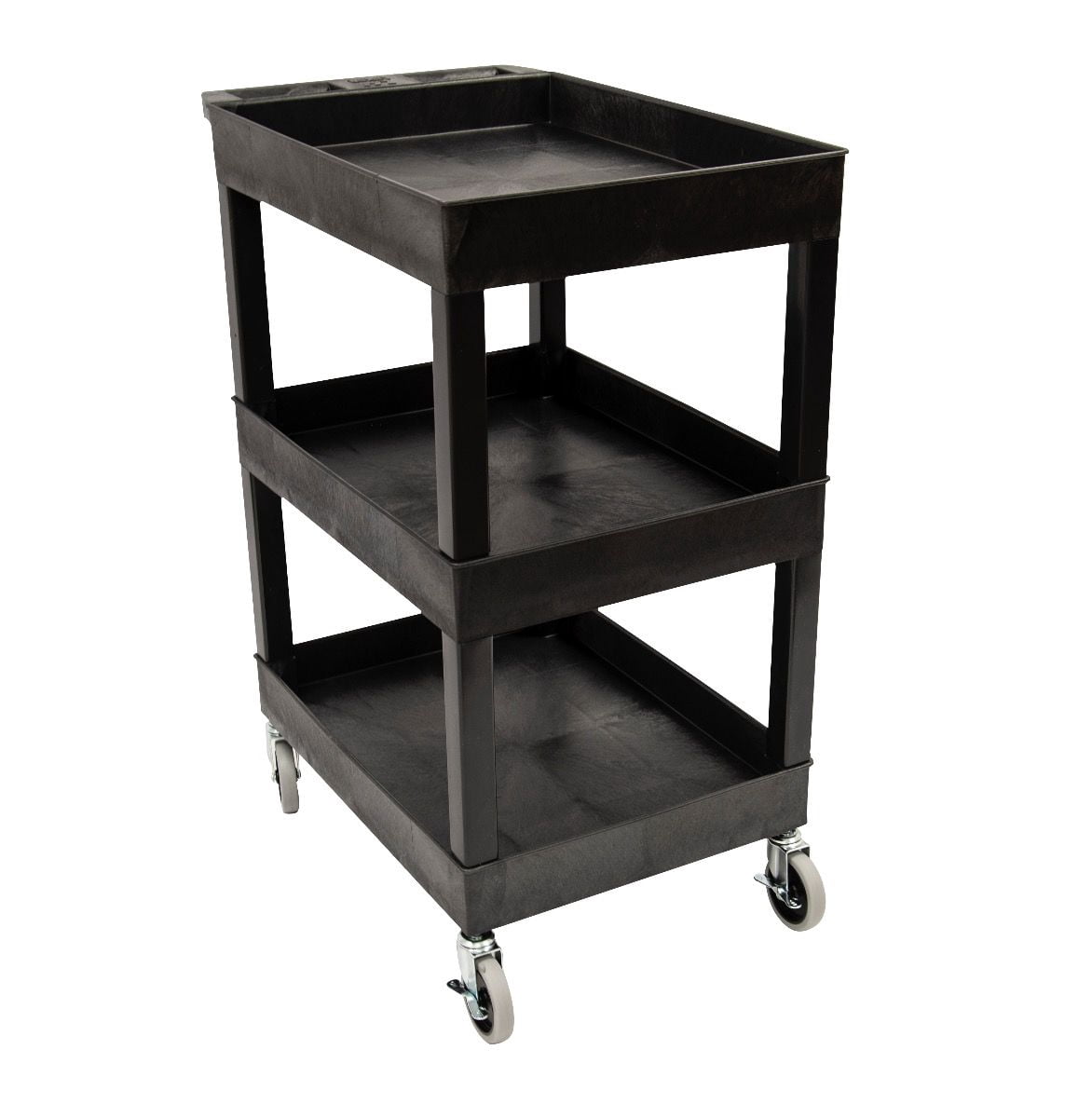 24X18 PLASTIC UTLITY TUB CART- THREE SHELF BLACK