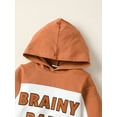 thumbnail image 4 of 6 Months Baby Boys Clothes 9 Months Boys 2PCS Fall Winter Hoodie Outfits Set Letter Print Infant Boys Long Sleeve Top Pants Set Brown, 4 of 6