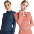thumbnail image 3 of FNNMNNR Women‘s Lightweight Full Zip Running Track Jacket Workout Slim Fit Yoga Sportwear with Thumb Holes, 3 of 8