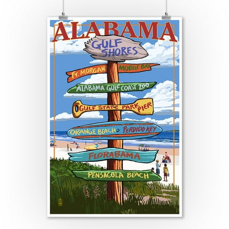 Shore Bird Wall Art Gulf Shores, Alabama - Destinations Sign - Lantern Press Artwork (9x12 Art Print, Wall Decor Travel Poster) ()