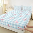 thumbnail image 3 of Feelyou Kawaii Cartoon Bow Twin Sheet Sets, Cute Princess Ribbon Twin Fitted Sheet, Fashion Blue Buffalo Flat Sheet, Luxury Bedroom Decor, 3 Pieces, 3 of 7