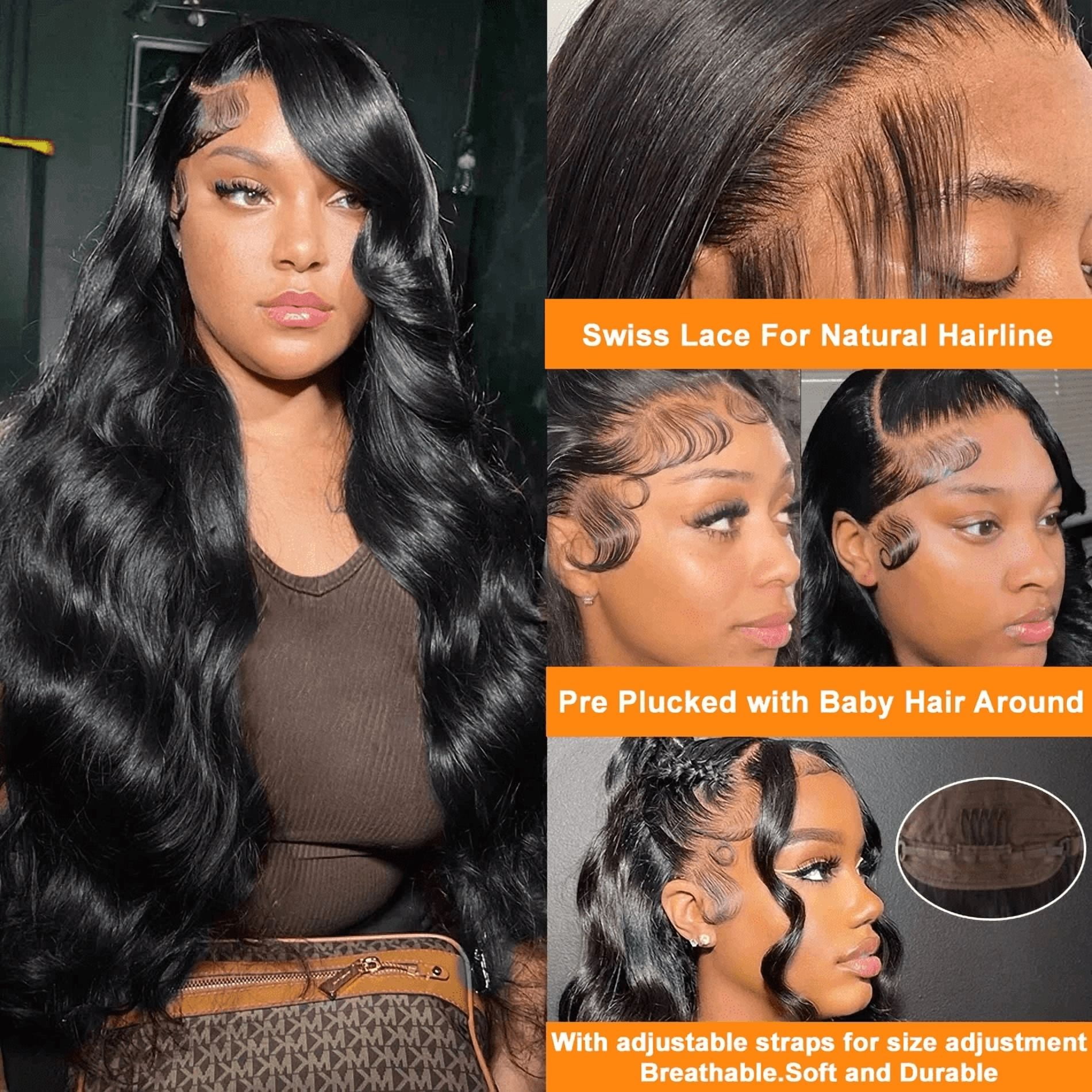 Body Wave Lace Front Wigs Human Hair 200 Density Brazilian Virgin Real Human Hair Wigs For Women Pre Plucked 13x6 HD Transparent Lace Frontal Human Hair Wigs With Baby Hair Natural Hairline 26inch