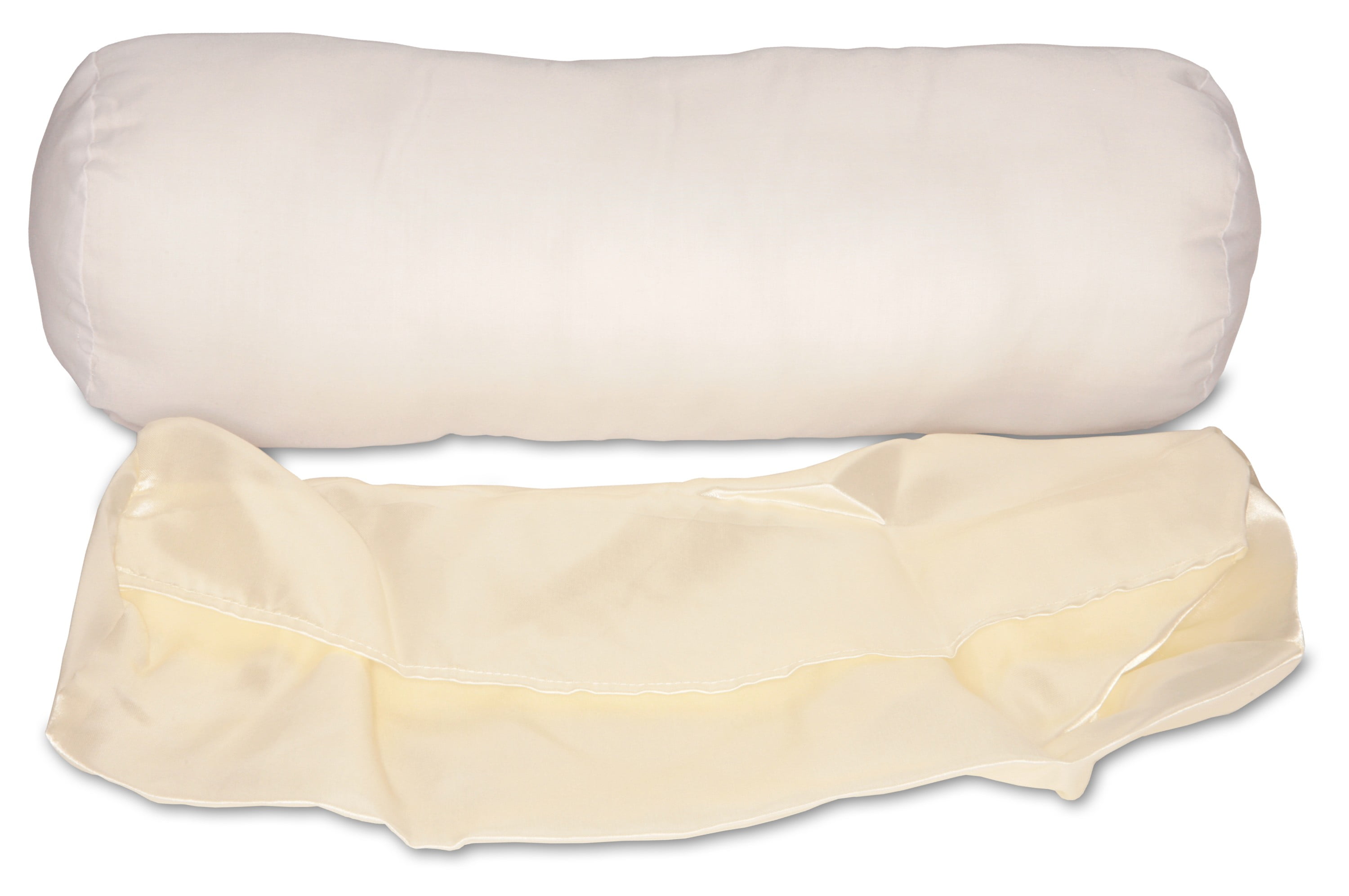 Cervical Neck Roll Pillow Case Only Ivory Satin