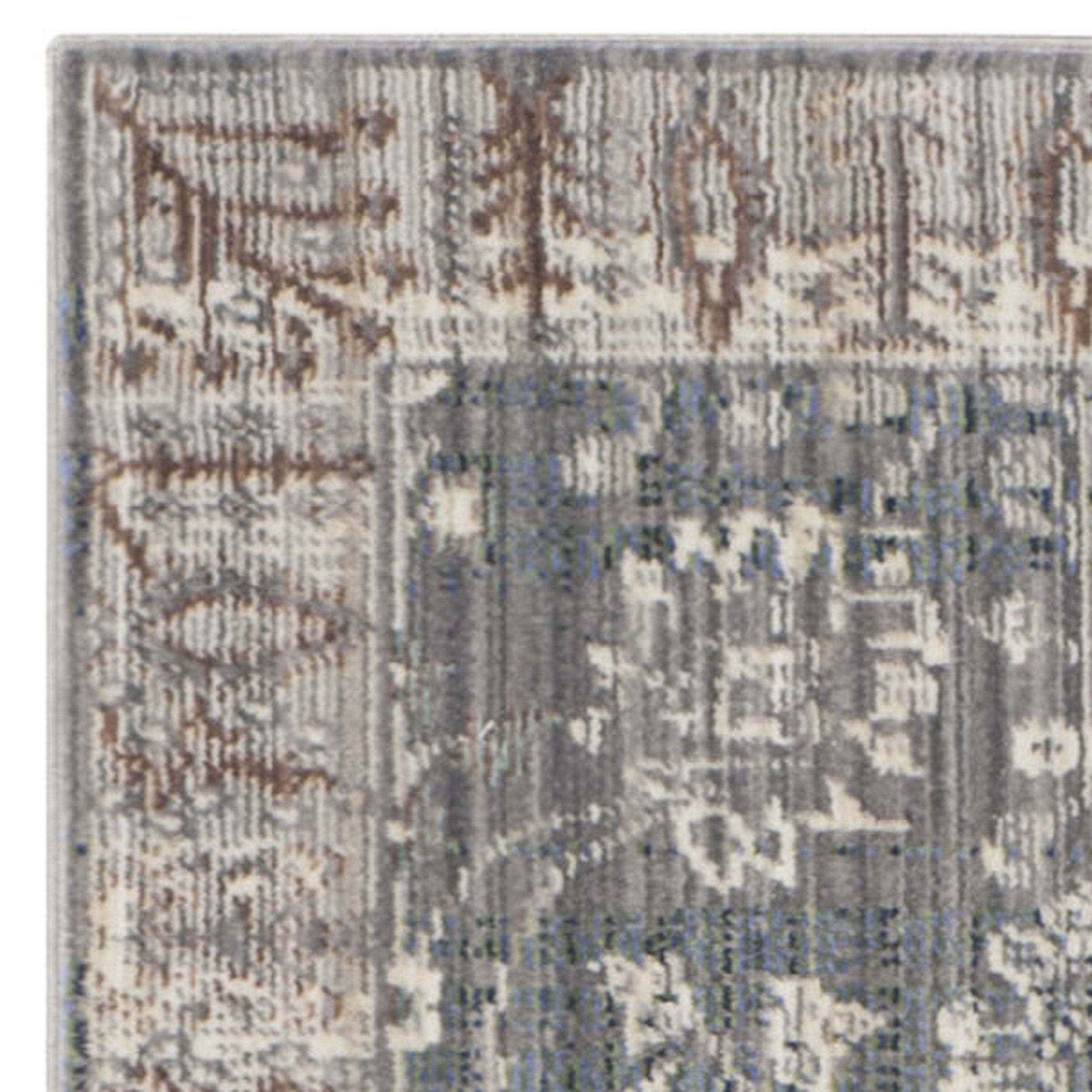 SAFAVIEH Valencia Euanthe Floral Bordered Polyester Runner Rug, Dark Grey/Light Grey, 2'3" x 8'