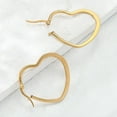 thumbnail image 3 of Gold Heart Hoop Earrings Brass 18K Gold Plated Simple Design 35x35mm for Women, 3 of 4