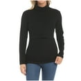 thumbnail image 2 of Lolmot Maternity Mock Turtleneck Long Sleeve Breastfeeding Shirts Stretch Solid Color Basic Layering Slim Fit Pregnancy Thermal Tops Nursing Tops Tees, 2 of 6