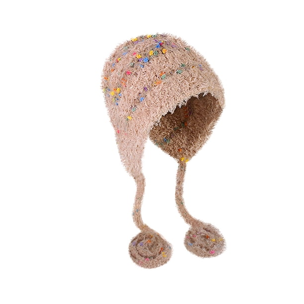 Sombreros de invierno para mujer, cálidos, de punto, estilo coreano, de lana, con cuerda larga, resistentes al frío, para exteriores, a prueba de viento, de hilo acrílico, para hombre.