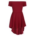 thumbnail image 4 of Dasayo Robe à Manches Courtes pour Femmes, Robe de Cocktail Noire de Collation des Grades, Asymétrique, Unie, à Épaules Dénudées, Col, Robes L, 4 of 6