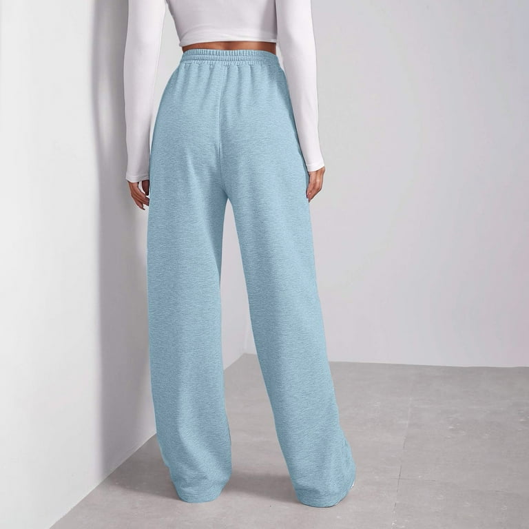 Women's Fleece Lined Sweatpants Cotton Straight Leg Pants with