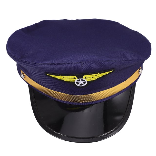 Gorra de piloto de aerolínea, sombrero de disfraz, sombrero de piloto de uniforme ajustable para adultos para Halloween, cosplay, mascaradas y actuaciones, sombrero de fiesta con temática de aerolín