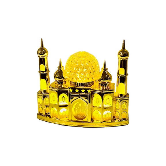 Ramadan Lantern Ramadan Decorations Decorative Indoor Lantern Décor with LED and Neon with USB and Battery Option (Masjid with Globe. & LED Lights)