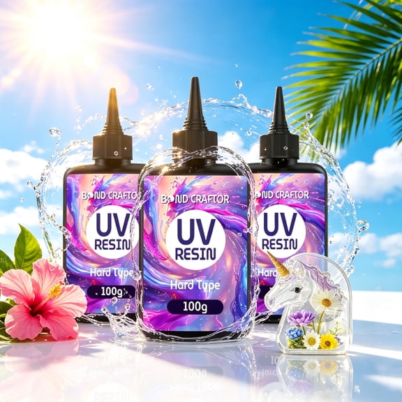 Bond Craftor UV Resin Kit 300g – Transparent Hard UV Glue, Fast Curing Ultraviolet Resin for Crafts, Jewelry, DIY, and Coating