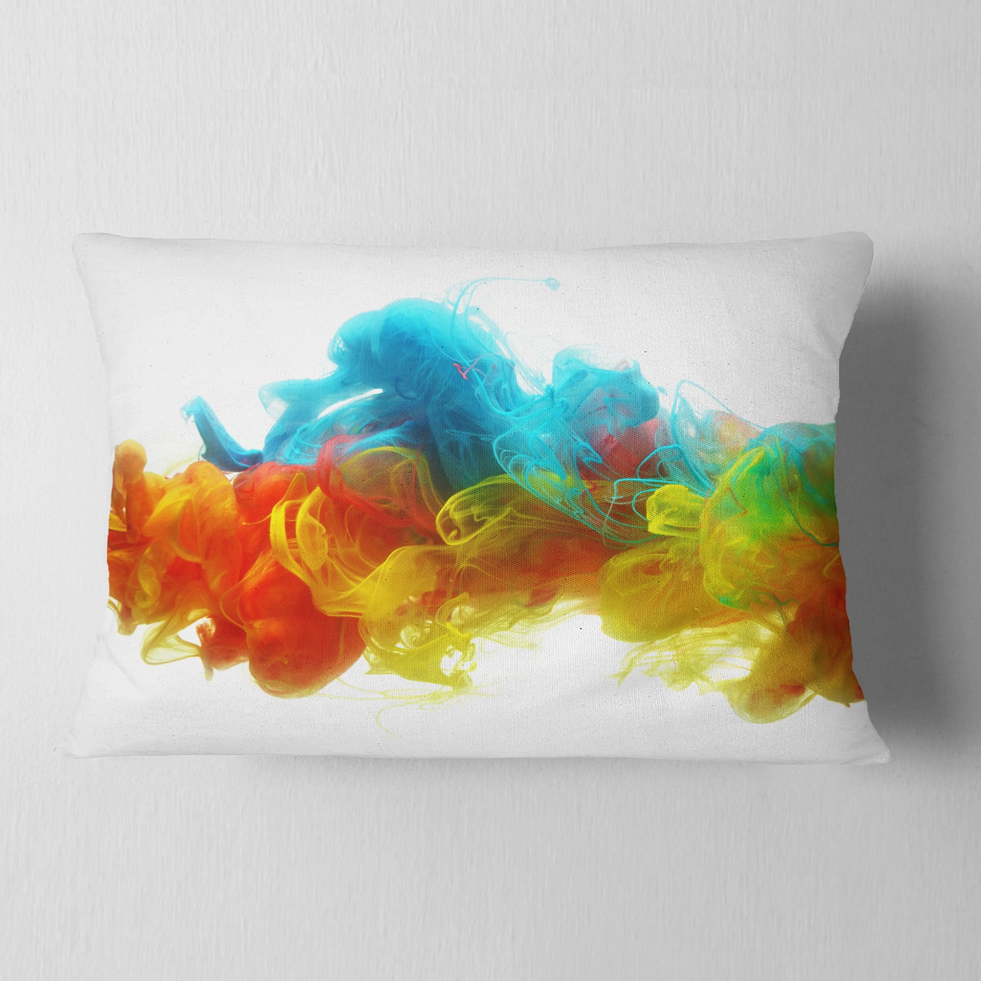 Designart Colorful Ink in Water - Abstract Throw Pillow - 12x20
