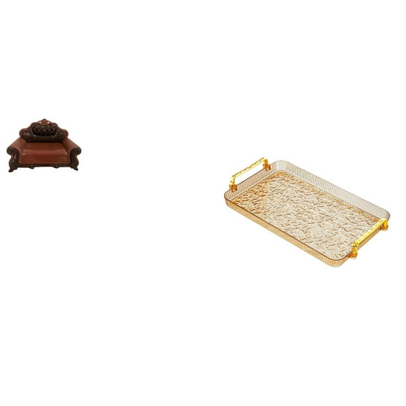 BELOVING Miniature Sofa Couch Single Chair Model DIY Accessory Furniture Room Micro Landscape Gift Decorations Dessert Plate Coffee Table Tray Handle Serving Jewelry Storage Dining Room