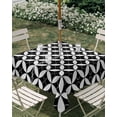 thumbnail image 3 of Square Outdoor Tablecloth with Umbrella Hole Black Rhombus Outside Table Cloth Waterproof Patio Table Cover Retro Abstract Geometric Pattern Zipper Tablecloths for Picnic Party Camping 60x60 Inch, 3 of 8