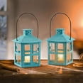 thumbnail image 3 of Decorative Lantern - 12PCS - Vintage Metal Tealight Candle Lanterns, Centerpiece for Wedding Table, Accent Piece  Party Favor, Turquoise, 3 of 4