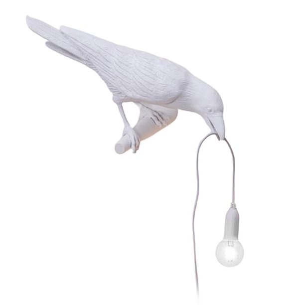 Lámpara de pájaro artificial, lámpara de pared , lámpara de escritorio, luz nocturna para Left_White Wall Yuyangstore Lámpara de pared con forma de pájaro