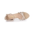 thumbnail image 4 of BLISSFUL STEP Women's Shoes Rhinestone Crisscross Strappy Block Heel Faux Suede Ankle Buckle Sandals Khaki 11, 4 of 7