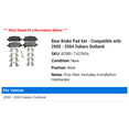 thumbnail image 2 of Rear Brake Pad Set - Compatible with 2000 - 2004 Subaru Outback 2001 2002 2003, 2 of 2