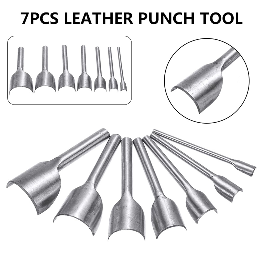 7PCS 10-40mm Leather Punch Half-round Cutting Tool Belt Edge Shape Cutter  Kits Leather Corner Cutter Belt Hollow Puncher 