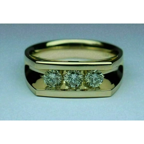 2Ct Round Cut Lab-Created Diamond Men's Wedding Band Ring 14K Yellow Gold Plated