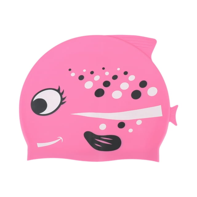 Gorro de natación de silicona con puntos de lunares rosa de Unique Bargains