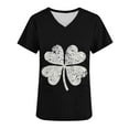 thumbnail image 7 of Feancey St. Patrick's Day Plus Size Scrubs for Women Lucky Shamrock Printed Scrub Tops Stretch Short Sleeve V Neck Nursing Shirts Clover Graphic Tees with Pockets Black M, 7 of 7