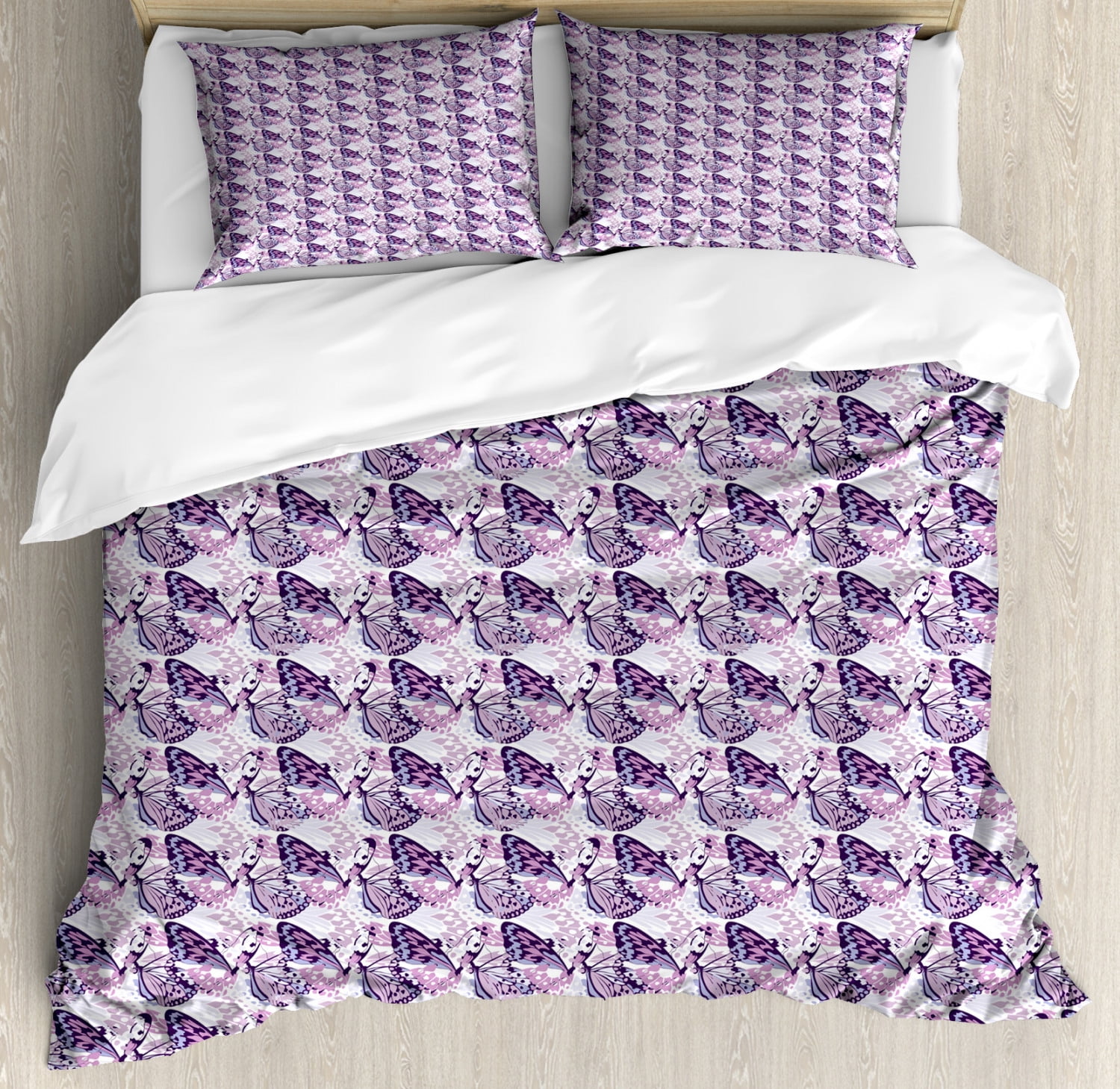 Butterfly King Size Duvet Cover Set, Exotic Wings Pattern Abstract