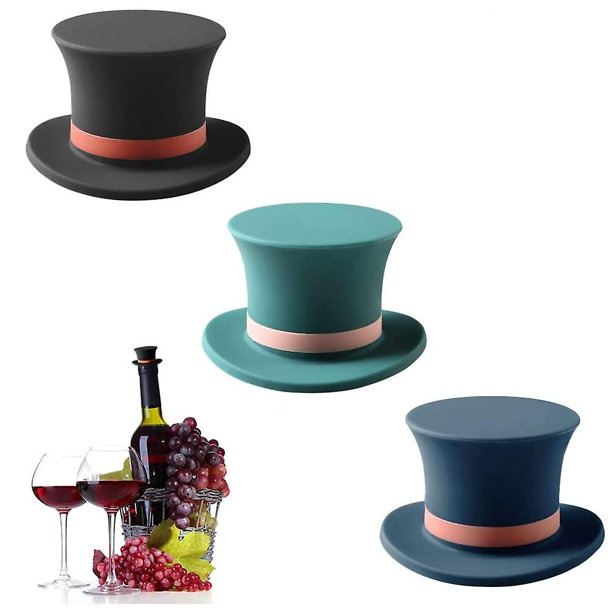 Tapones para vino, divertidos tapones de silicona reutilizables para botellas, juego de accesorios decorativos para sellar el vino para las fiestas navideñas, juego de 3 (multicolor)