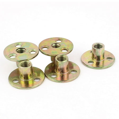 

M8 Female Thread Dia Metal Brad Hole Tee Nut Fastener Brass Tone 5pcs