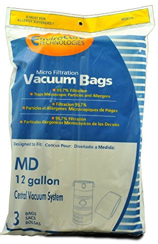PAPER BAGS-MODERN DAY,CENTRAL VAC,3PK,8 GALLON WITH ELASTIC BAND MD814 06-2426-0 