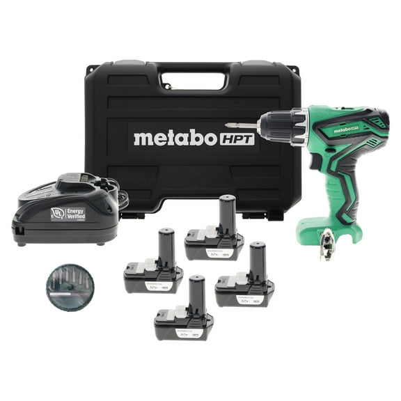 Metabo HPT DS10DFL2 10.8-12V Drill Driver Kit w/ (4) BCL1015S 12V Li-ion Batteries