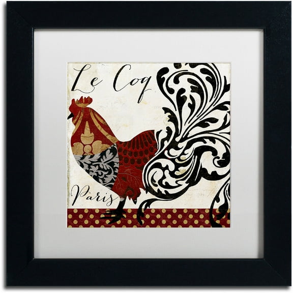 Trademark Fine Art "Roosters of Paris I" Canvas Art by Color Bakery White Matte, Black Frame