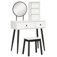 thumbnail image 1 of HOMCOM Vanity Set Dressing Table Set with Stool Mirror Drawers White, 1 of 10