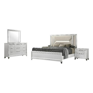 Coaster Marmore 4-Piece Contemporary Wood Eastern King Bedroom Set in White