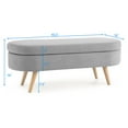 thumbnail image 7 of 43.5" Storage Ottoman Bench,Oval Foot Rest Long Stool,with Safety Hinge Flip Top,Steady Rubber Wood Legs,250 lbs Weight Capacity,for Bedroom,Living Room and Entryway,Grey, 7 of 7
