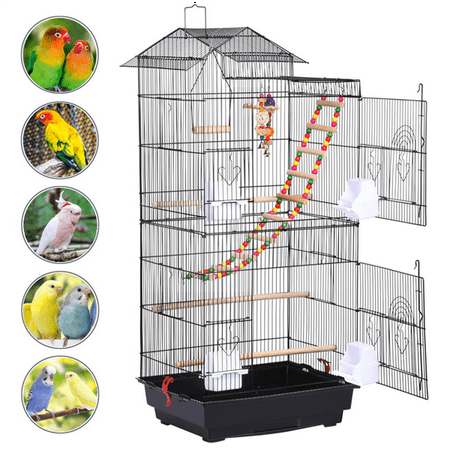 - Yaheetech 39''H Roof Top Large Metal Bird Cage Parrot Cockatiel Conure Parakeet Budgie Finch Lovebird Pet Bird Cage w/Toys