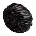 thumbnail image 2 of Gorro para dormir Gorro de satén con elástico, gorro ajustable para dormir negro, 2 of 9