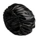 thumbnail image 2 of Gorro de baño ligero de satén para mujer, gorro de dormir con forro de satén negro, 2 of 9
