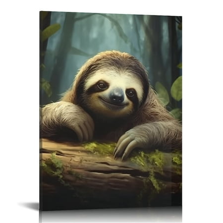 SHERONV Sloth Fine Art Aesthetic Poster & Print Wall Painting for Home Office Wall Decor, Canvas Living Room Bedroom Decor Pictures, Theme: Sloth 12x16 in