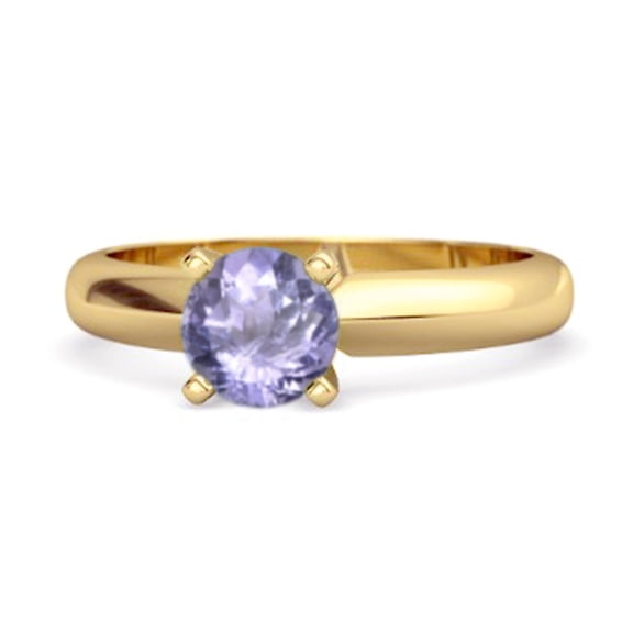 Solitaire 0.25 Cts Brilliant Cut Tanzanite 925 Sterling Silver Gold Vermeil Promise Women Valentines Day Gifts Ring