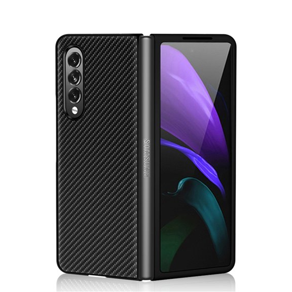 SaniMore Case for Samsung Galaxy Z Fold 3 7.6" 2021, Carbon Fibre Back Slim Shcokproof Anti-scratch 360°All-around Protective Drop Resistant Case for Samsung Galaxy Z Fold 3 7.6" 2021, Black