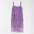 thumbnail image 4 of Generic Small Children Girls Solid Color Wide Straps Sleeveless Multi Layer Tassel Princess Dress Beach Resort Party Prom 2024 for Catwalk Performance Holiday Party Wedding Christmas（4-5 Years Purple）, 4 of 9