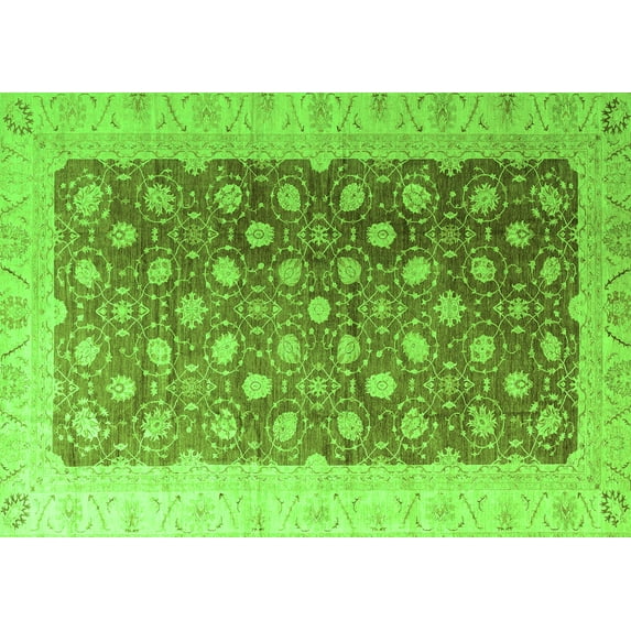 Ahgly Company Indoor Rectangle Oriental Green Traditional Area Rugs, 2' x 4'