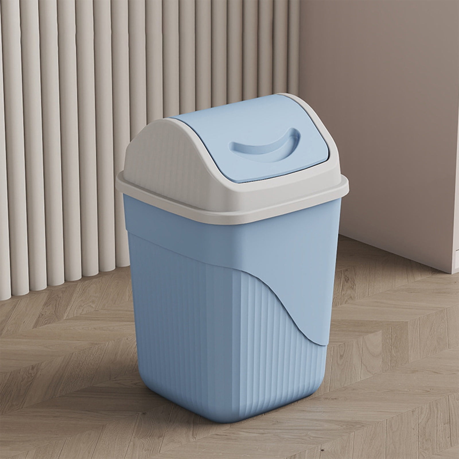 AuroraX Small Trash Can with Lid 4.5 Gallon Desk-Top WasteBasket Bathroom Slim Square Bedroom Small Garbage Can -Blue