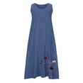 thumbnail image 5 of Floleo Robe d'Été pour Femmes à Col Rond, Motifs de Fleurs et d'Herbe avec Poches, Confortable et Portable, Uniforme de Travail de Bureau pour Sports de Plein Air (Bleu, G), 5 of 5